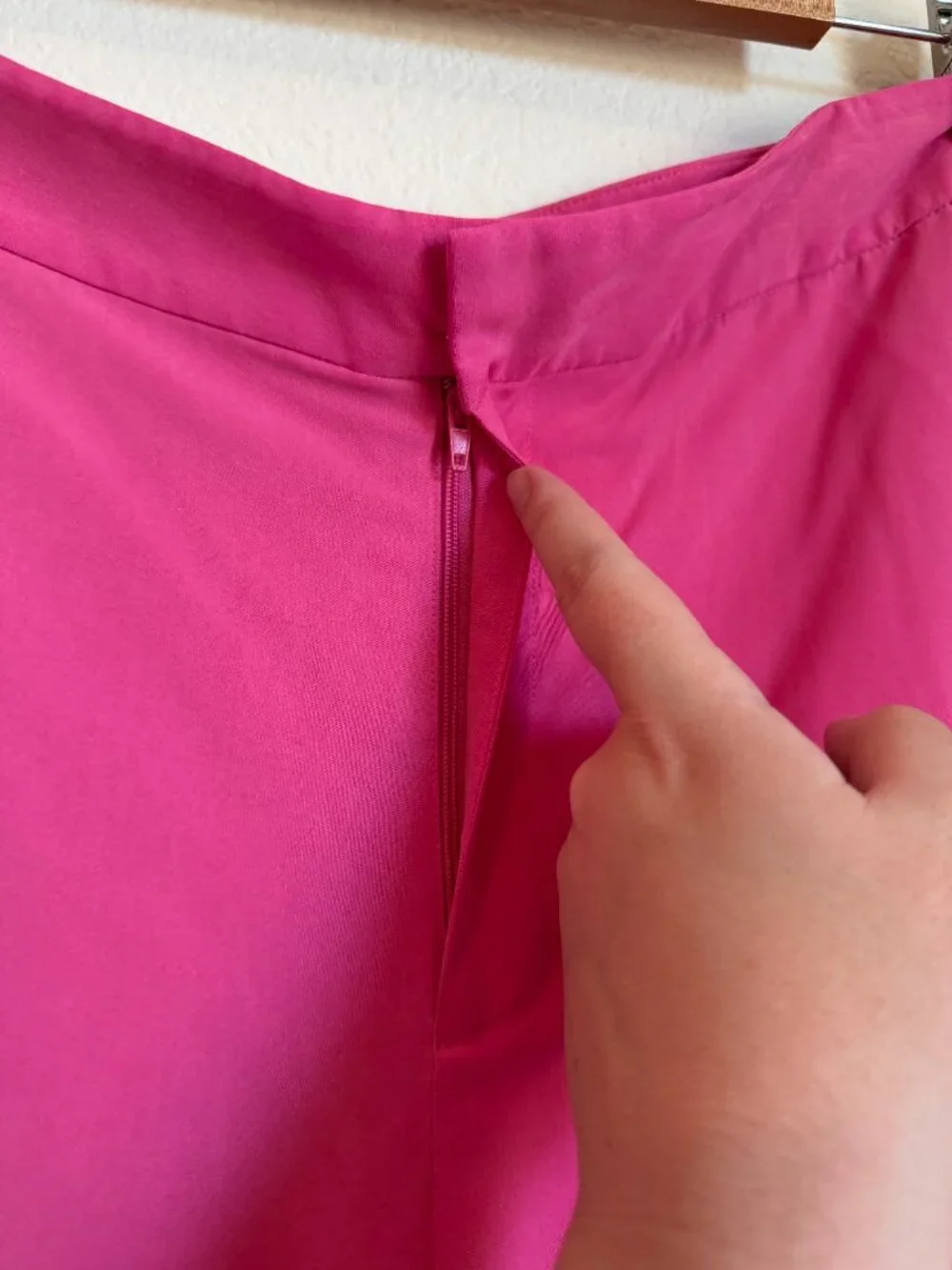 Lauren Ralph Lauren 100% Silk Hot Pink Wide Leg Trousers Size 16